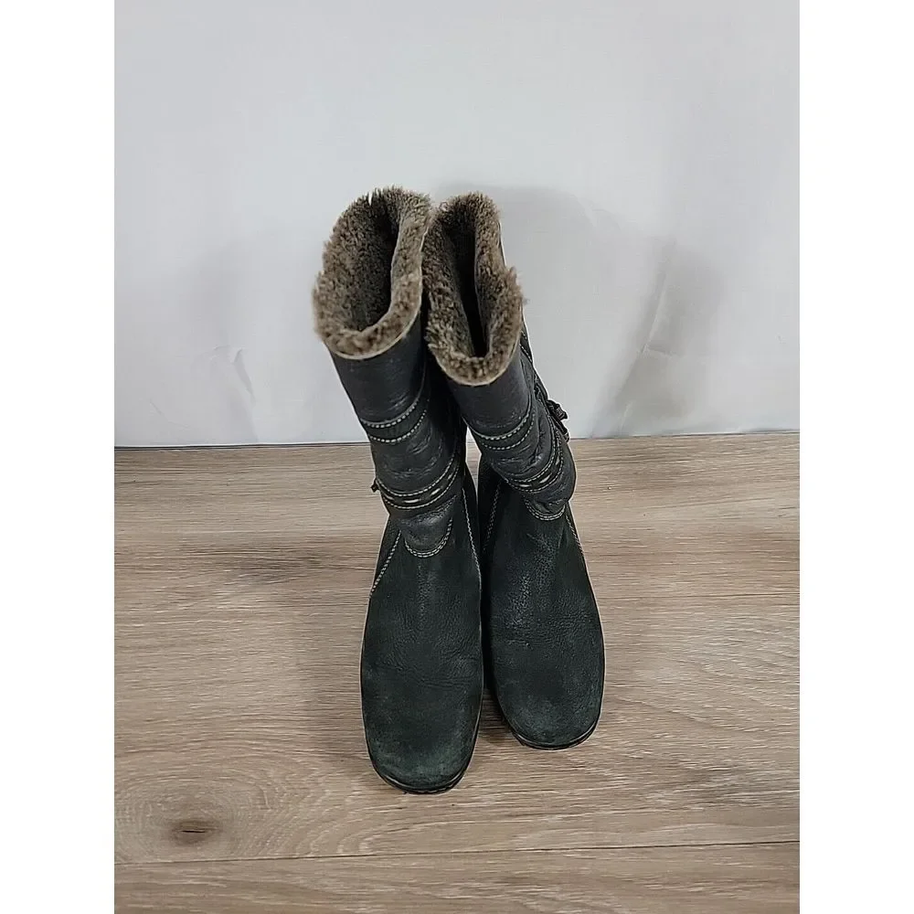 Blondo Black Suede Shearling Mouton Fur Waterproof‎ Boots US 7M #1232-41